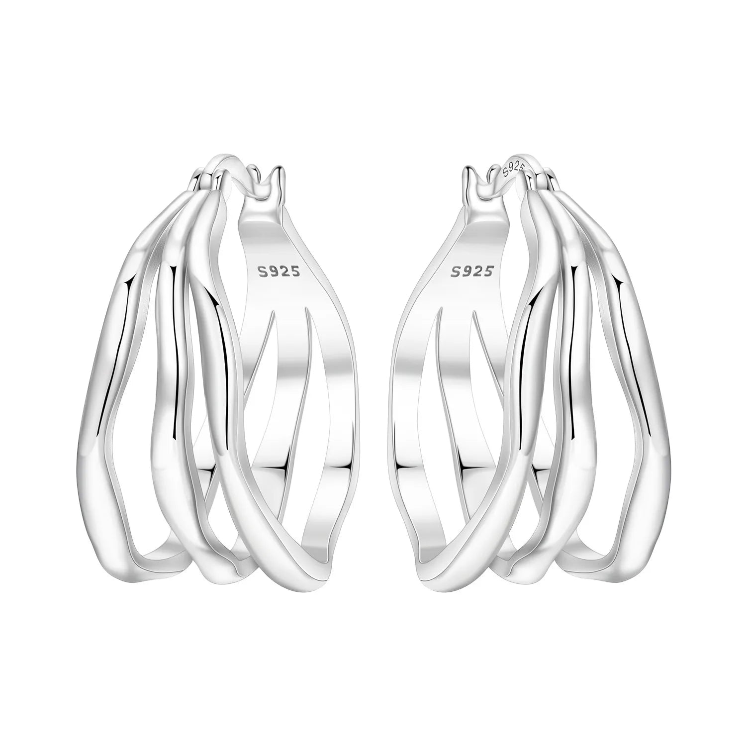 925 Sterling Silver Exquisite Multi-layer Ear Ring Jewelry Versatile Hoop Earrings For Women Jewelry Fine Birthday Party Gift