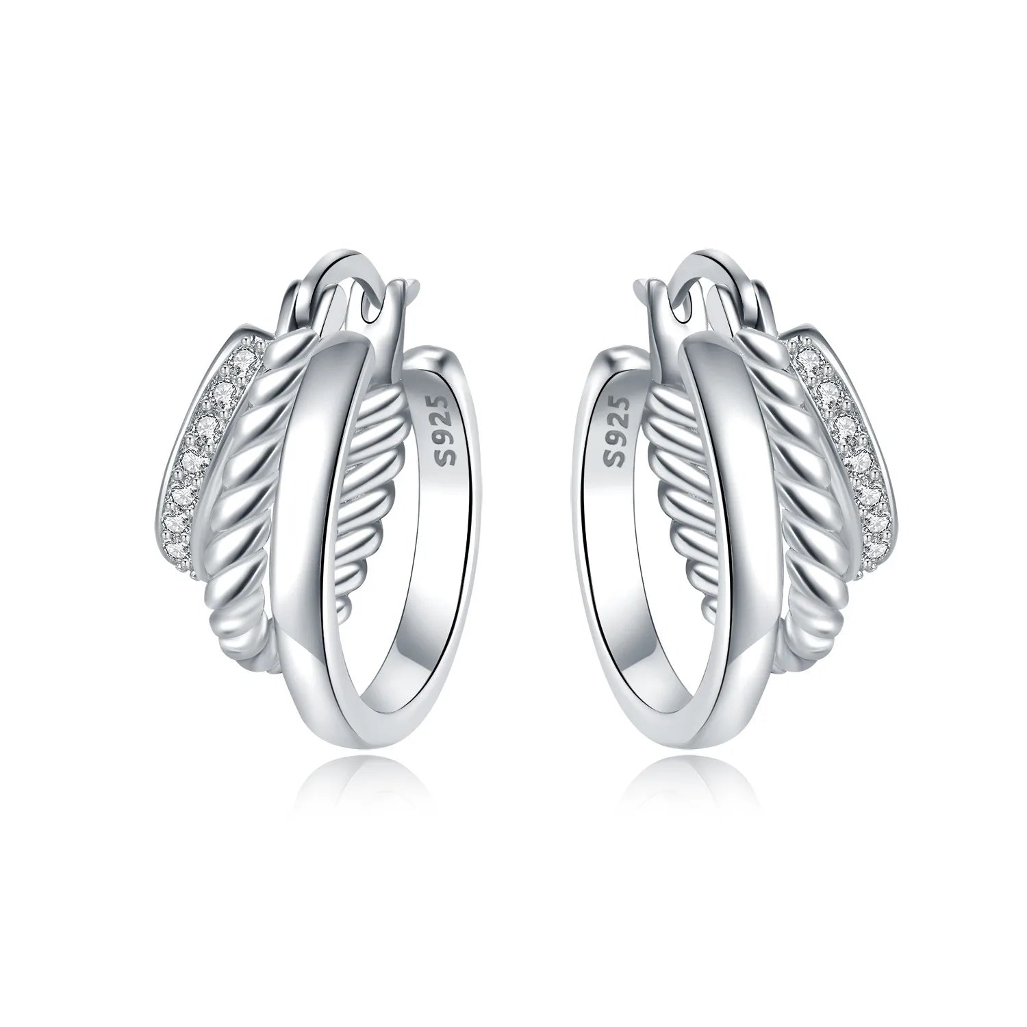 925 Sterling Silver Exquisite Multi-layer Ear Ring Jewelry Versatile Hoop Earrings For Women Jewelry Fine Birthday Party Gift