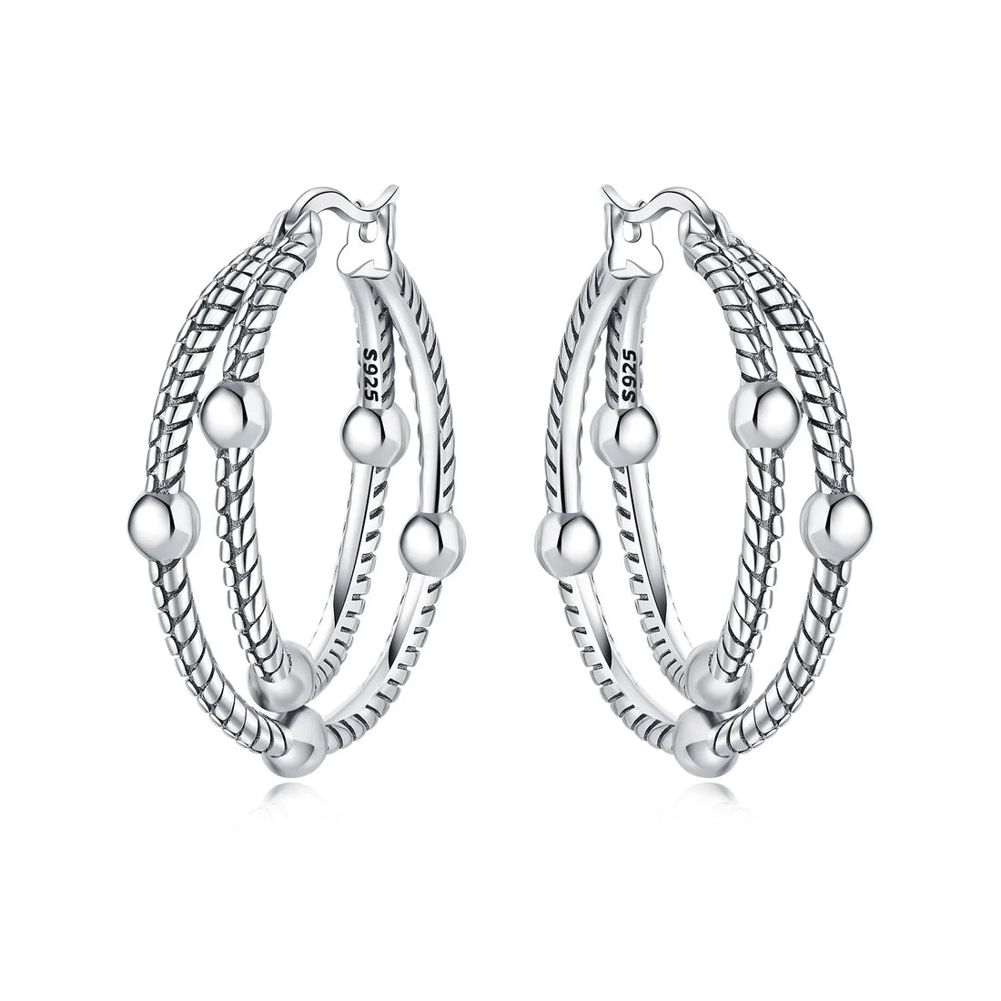 925 Sterling Silver Exquisite Multi-layer Ear Ring Jewelry Versatile Hoop Earrings For Women Jewelry Fine Birthday Party Gift