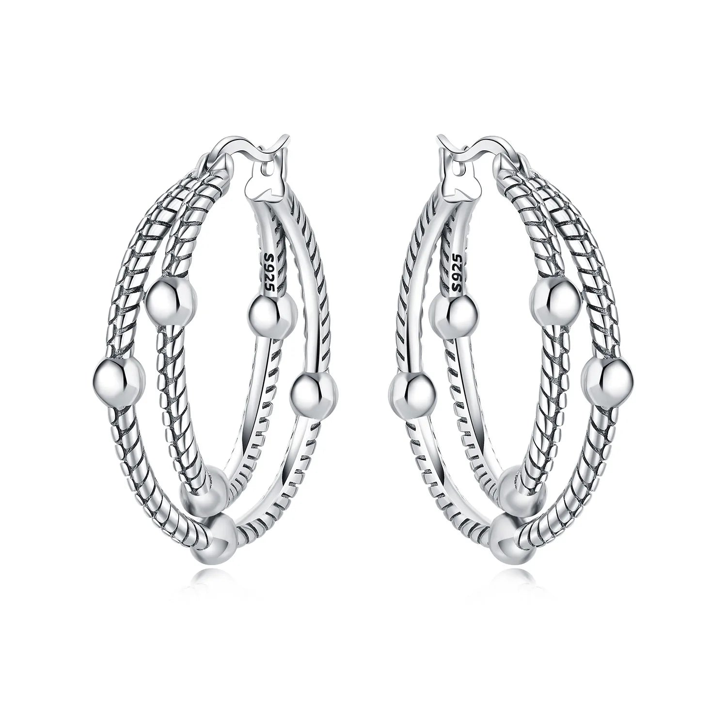925 Sterling Silver Exquisite Multi-layer Ear Ring Jewelry Versatile Hoop Earrings For Women Jewelry Fine Birthday Party Gift