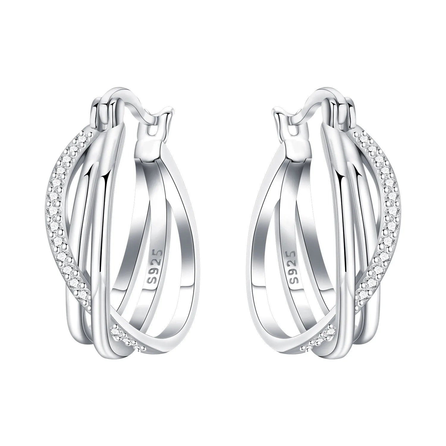 925 Sterling Silver Exquisite Multi-layer Ear Ring Jewelry Versatile Hoop Earrings For Women Jewelry Fine Birthday Party Gift