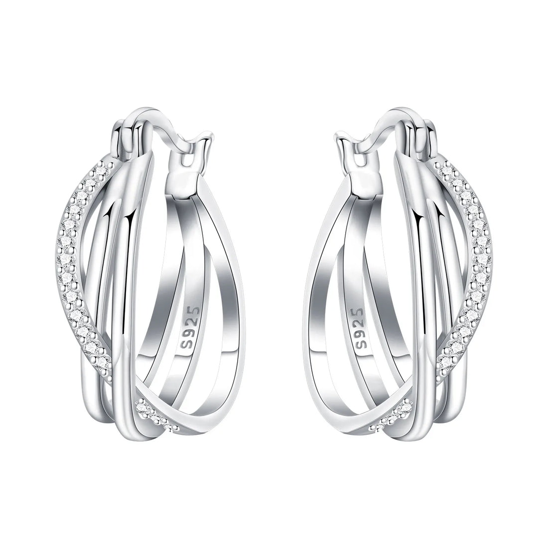 925 Sterling Silver Exquisite Multi-layer Ear Ring Jewelry Versatile Hoop Earrings For Women Jewelry Fine Birthday Party Gift