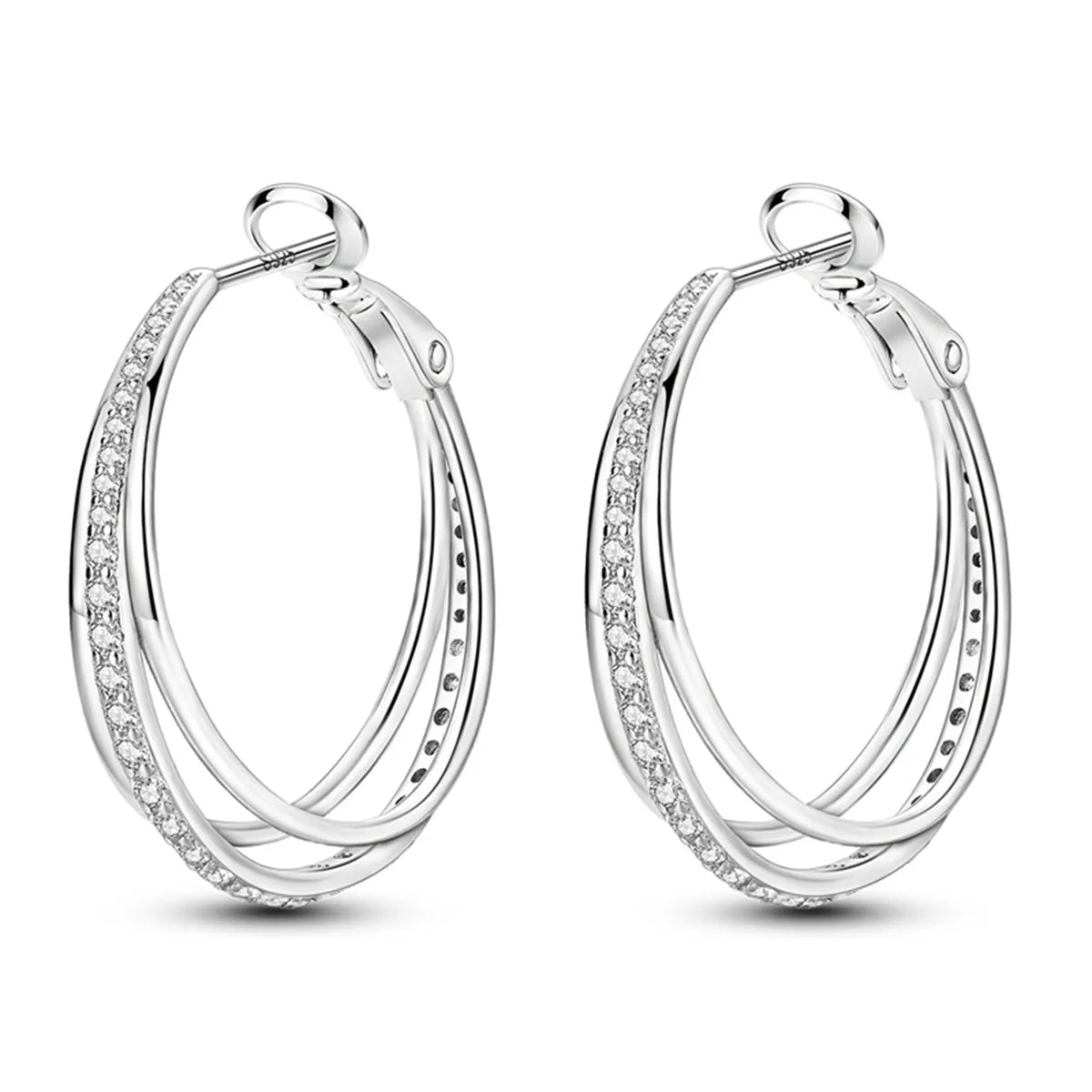 925 Sterling Silver Exquisite Multi-layer Ear Ring Jewelry Versatile Hoop Earrings For Women Jewelry Fine Birthday Party Gift
