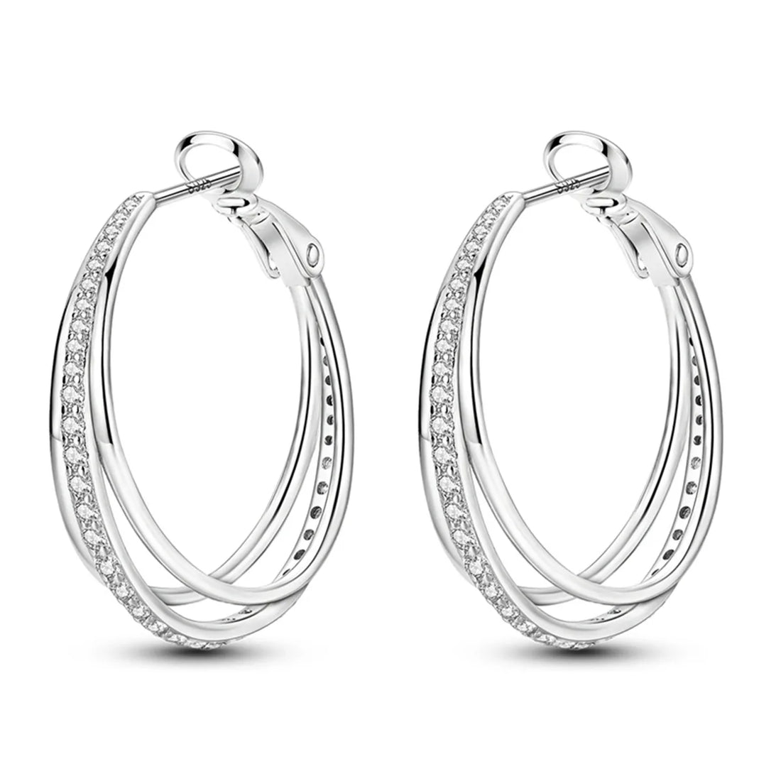 925 Sterling Silver Exquisite Multi-layer Ear Ring Jewelry Versatile Hoop Earrings For Women Jewelry Fine Birthday Party Gift