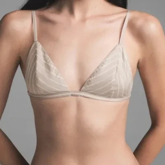 SKIMS Women's Cotton Poplin Triangle Bralette Minimal Lingerie Top Size S