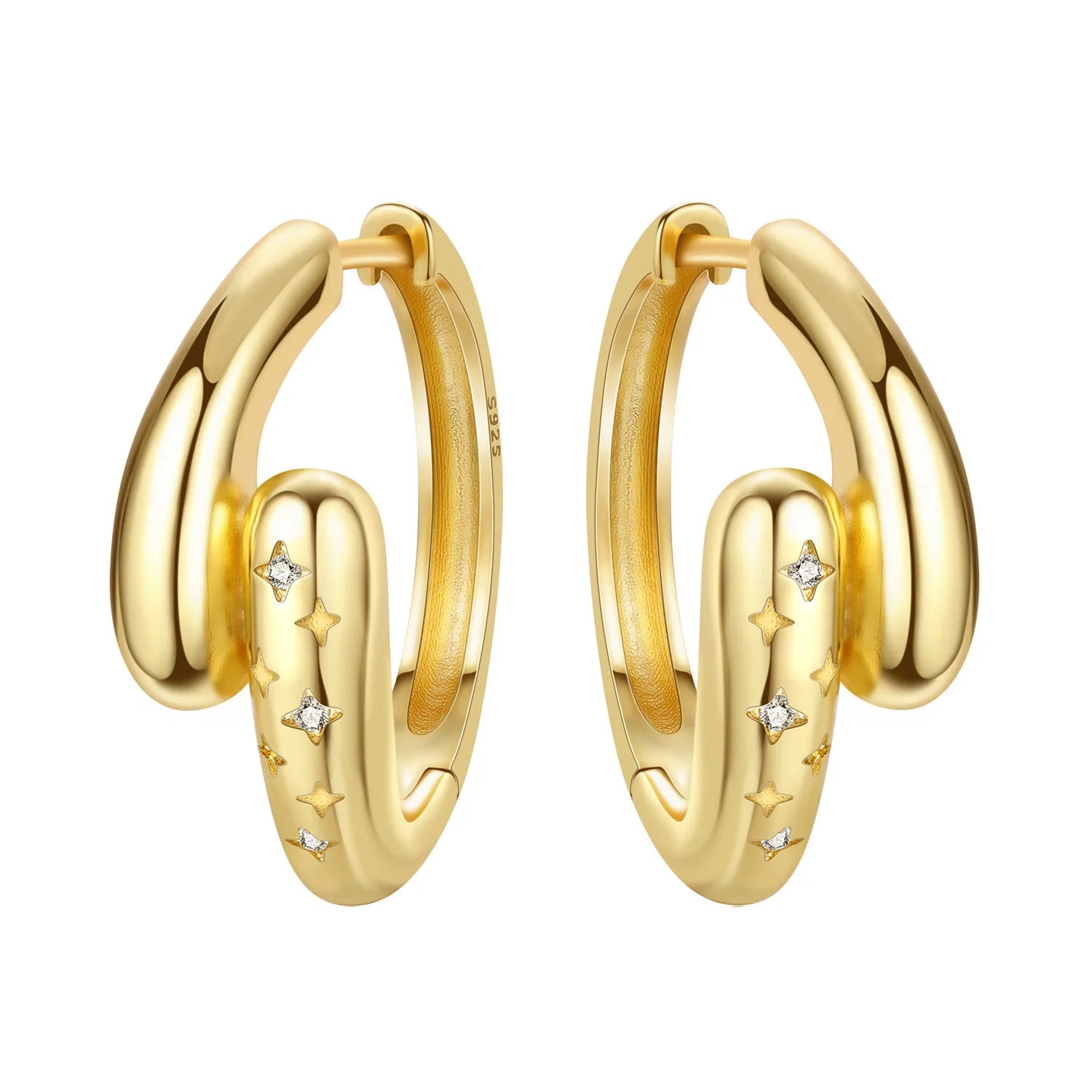 925 Sterling Silver Exquisite Multi-layer Ear Ring Jewelry Versatile Hoop Earrings For Women Jewelry Fine Birthday Party Gift