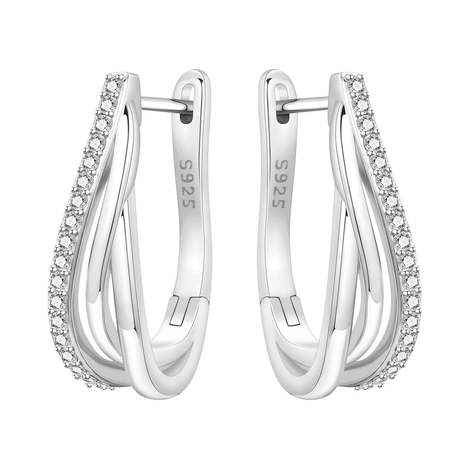 925 Sterling Silver Exquisite Multi-layer Ear Ring Jewelry Versatile Hoop Earrings For Women Jewelry Fine Birthday Party Gift
