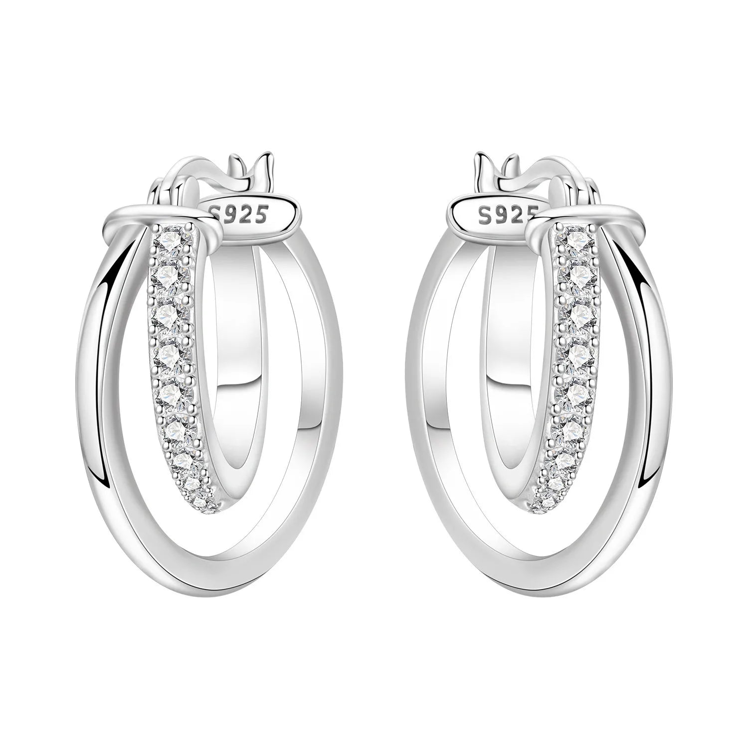 925 Sterling Silver Exquisite Multi-layer Ear Ring Jewelry Versatile Hoop Earrings For Women Jewelry Fine Birthday Party Gift