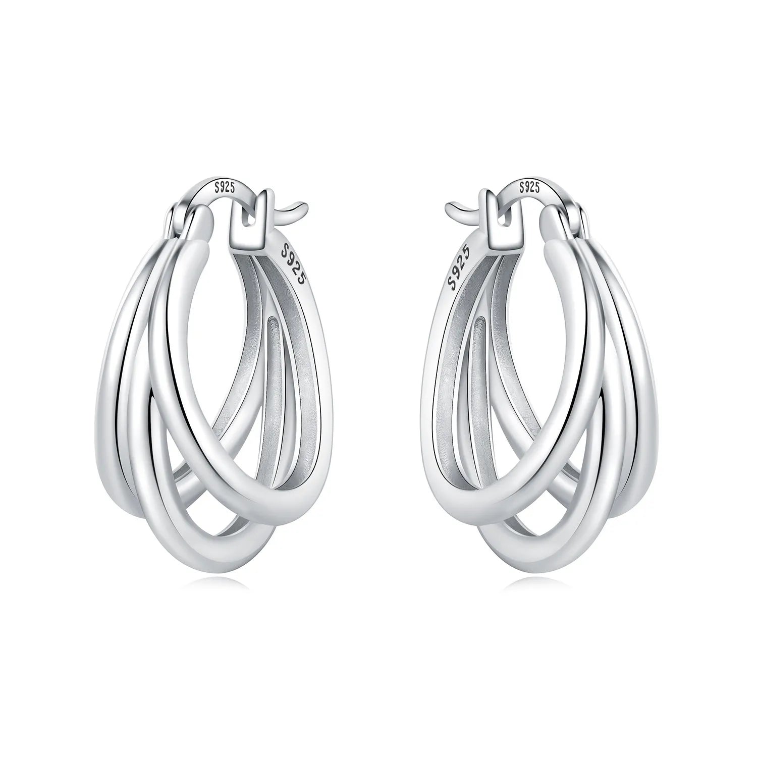 925 Sterling Silver Exquisite Multi-layer Ear Ring Jewelry Versatile Hoop Earrings For Women Jewelry Fine Birthday Party Gift