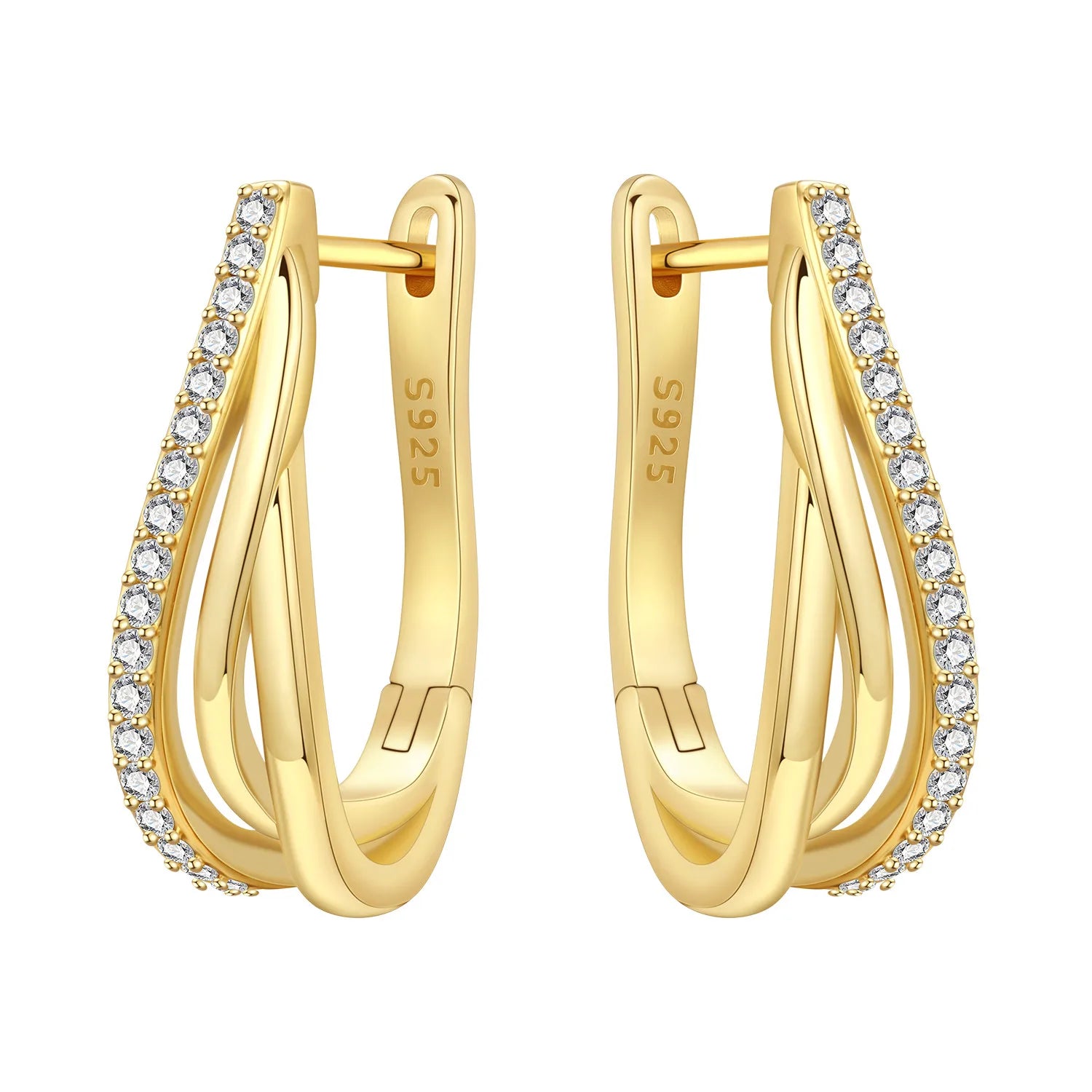 925 Sterling Silver Exquisite Multi-layer Ear Ring Jewelry Versatile Hoop Earrings For Women Jewelry Fine Birthday Party Gift