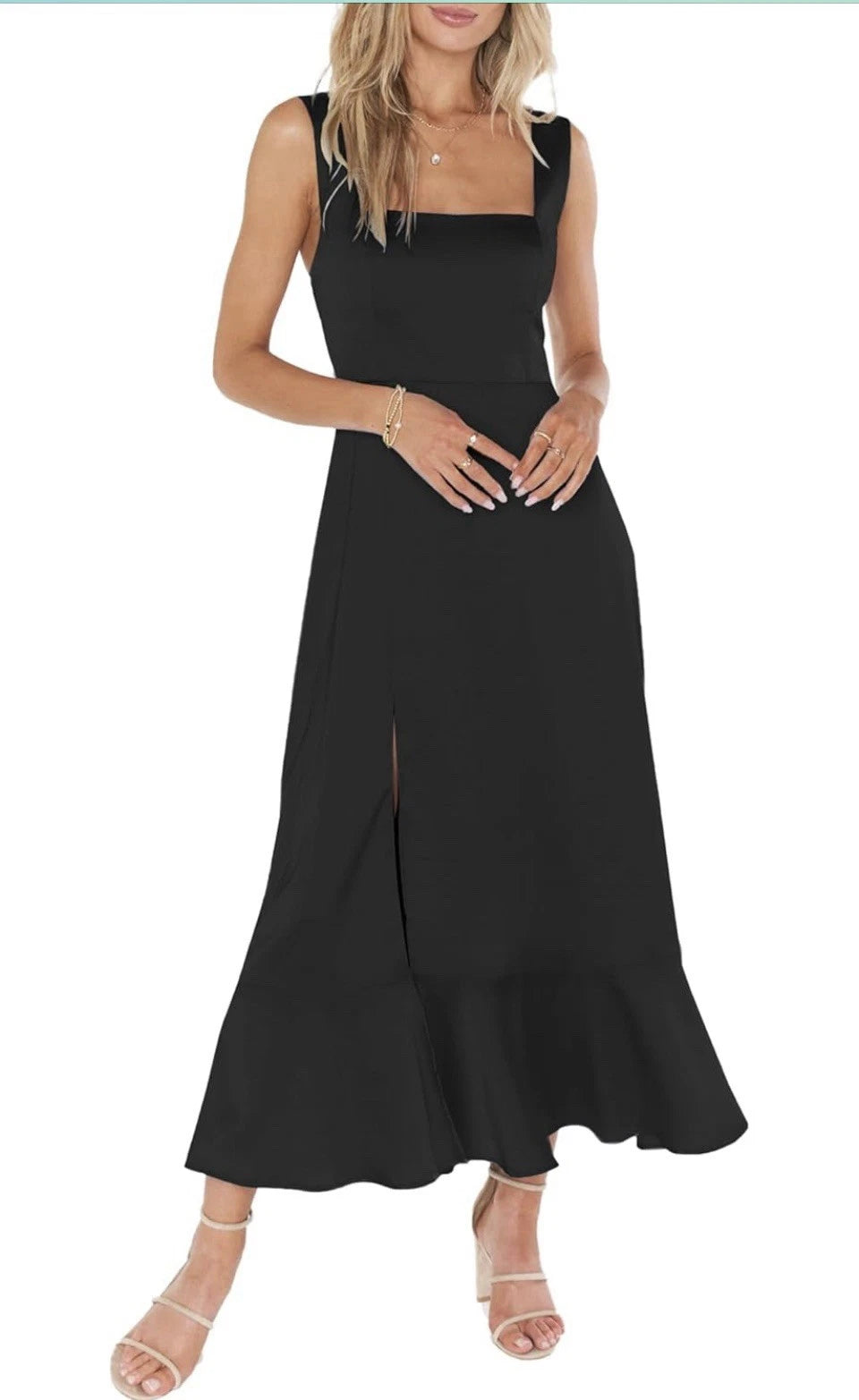 Women's Boho Flowy Side Split Summer Beach Party Sundress Medium