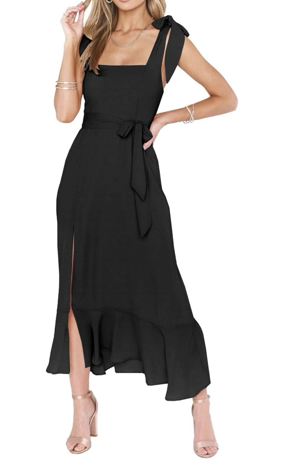 Women's Boho Flowy Side Split Summer Beach Party Sundress Medium