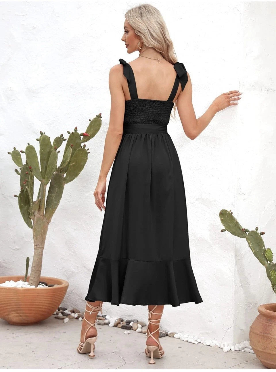 Women's Boho Flowy Side Split Summer Beach Party Sundress Medium