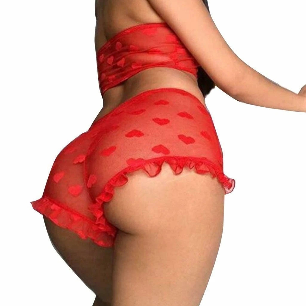 Women's Lace Babydoll Lingerie Bra G-String Nightwear Set