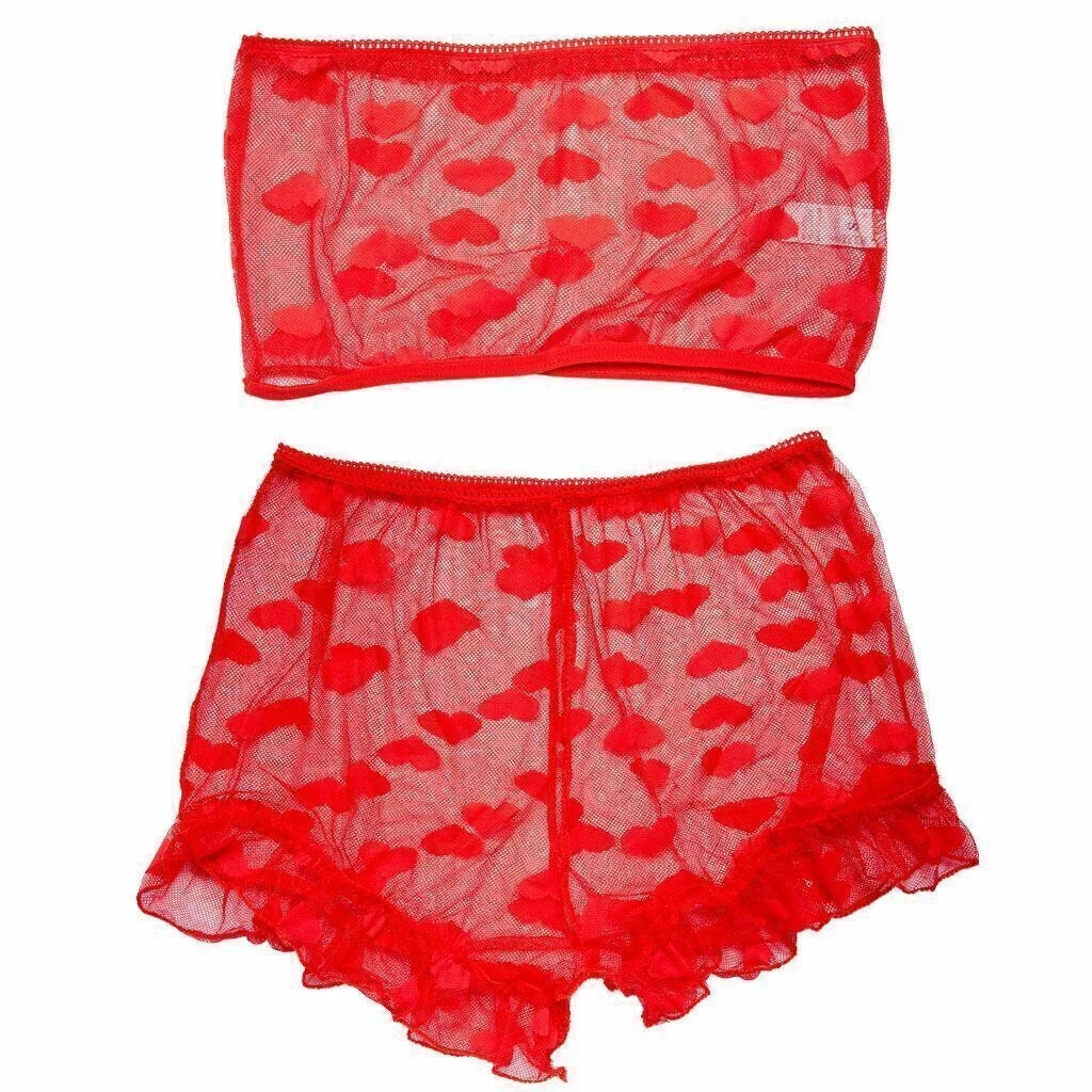 Women's Lace Babydoll Lingerie Bra G-String Nightwear Set