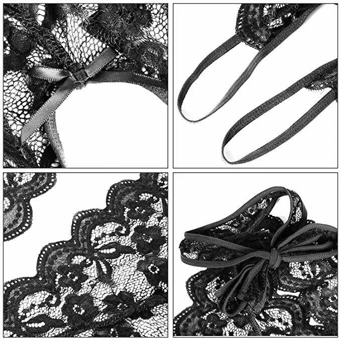 Women’s Lace Halter Teddy Bodysuit – Sexy One-Piece Babydoll Lingerie Sleepwear