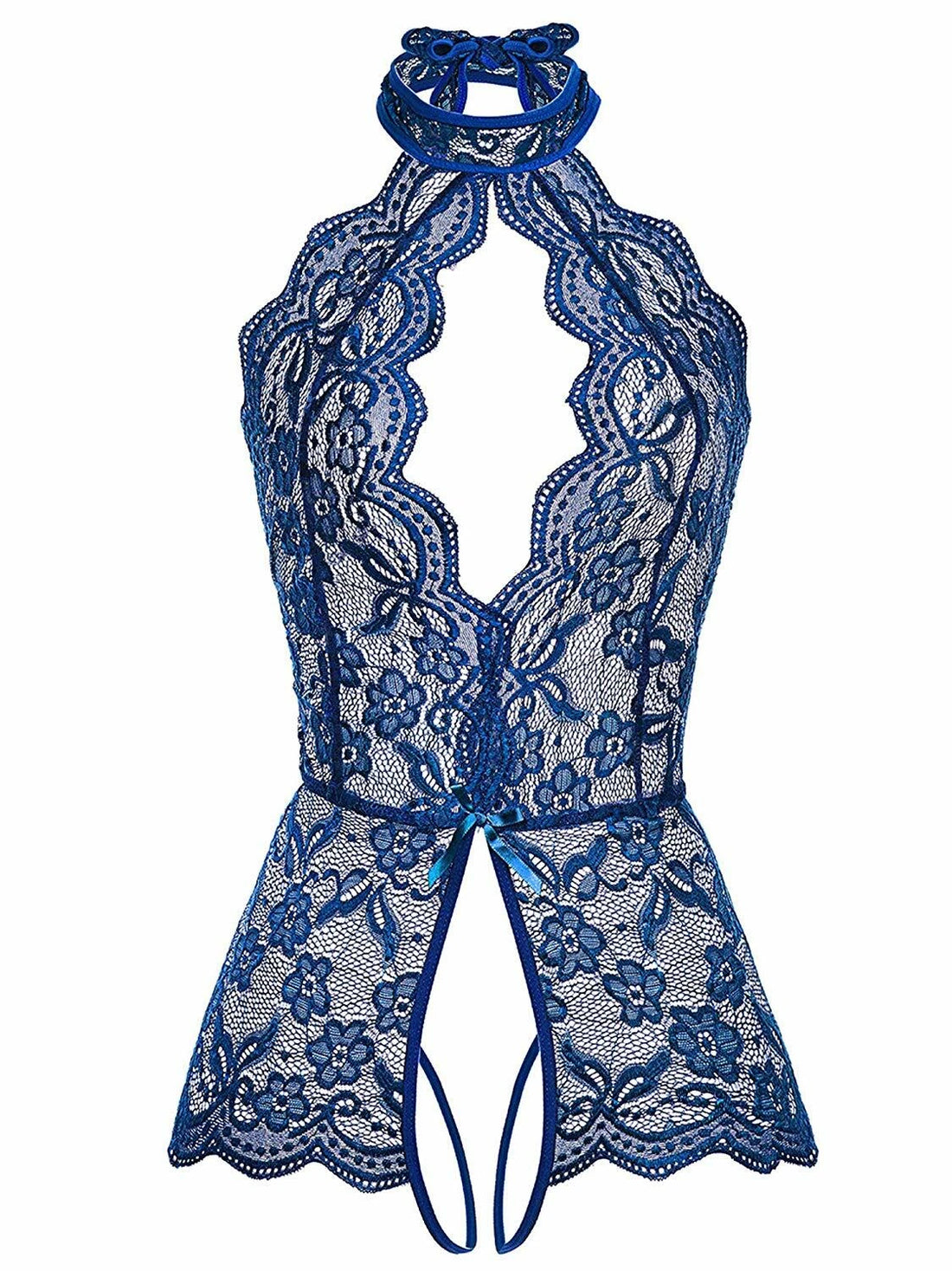 Women’s Lace Halter Teddy Bodysuit – Sexy One-Piece Babydoll Lingerie Sleepwear