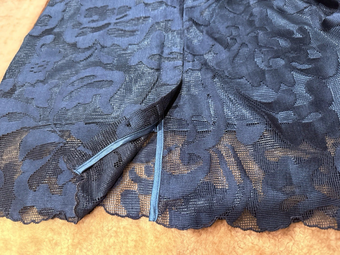 Women's Navy Blue Lace Trim Formal Dress Size M