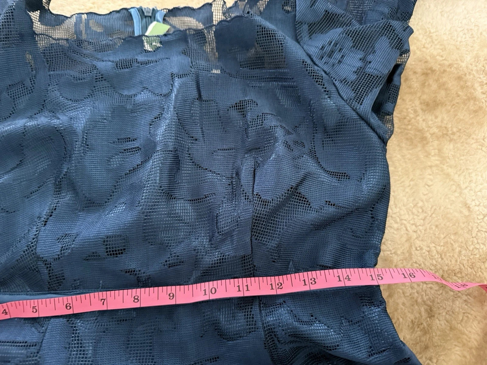 Women's Navy Blue Lace Trim Formal Dress Size M