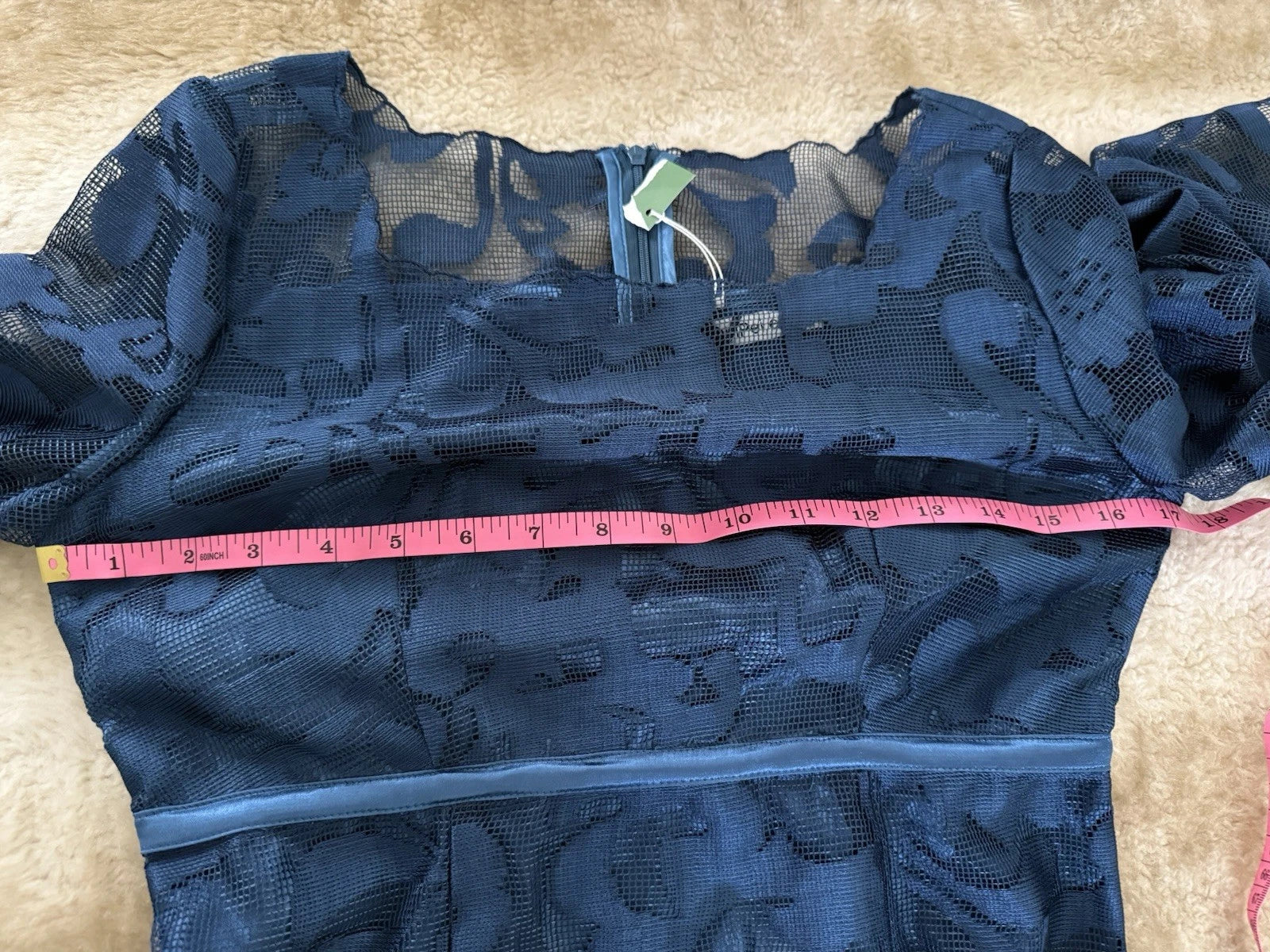 Women's Navy Blue Lace Trim Formal Dress Size M