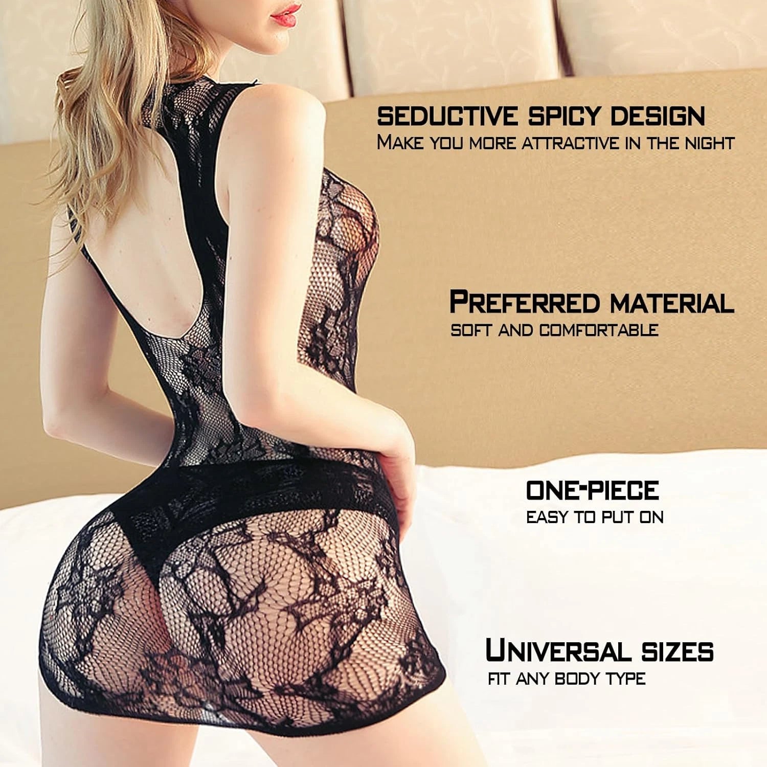 Women's One Size Fishnet Lingerie Set Bodysuit Teddy Sleepwear
