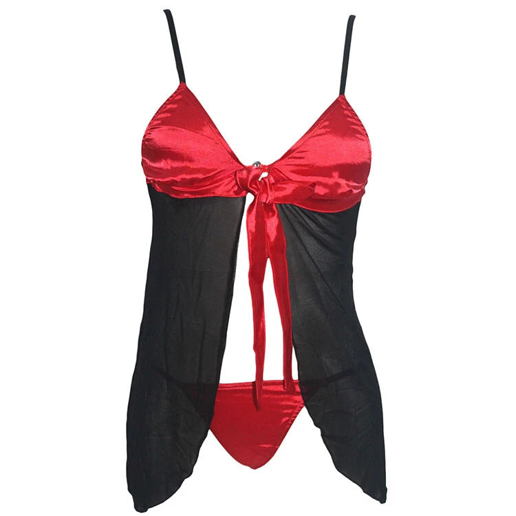 Women's One Size Sheer Halter Babydoll Lingerie Sleepwear with G-String