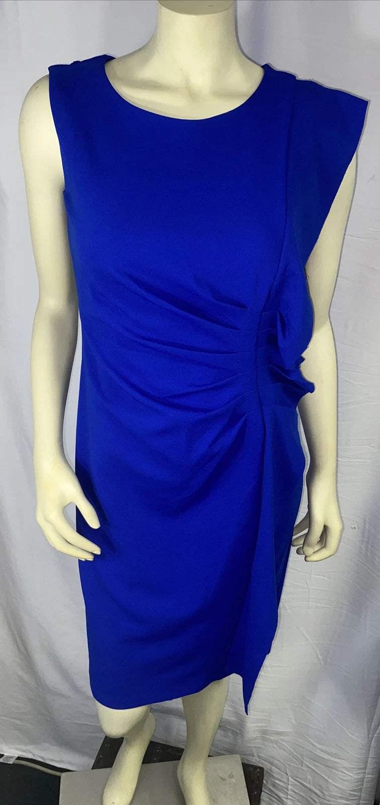 Women's Royal Blue Sleeveless Ruched Draped Formal Dress
