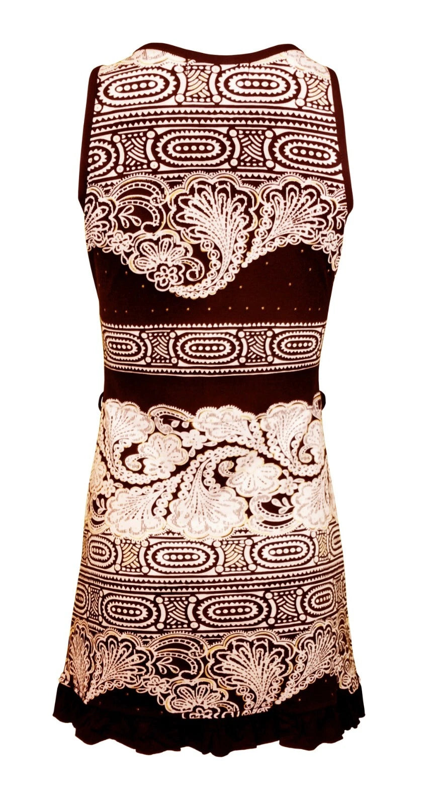 Women's Sleeveless Keyhole Ruffle Hem Sheath Dress