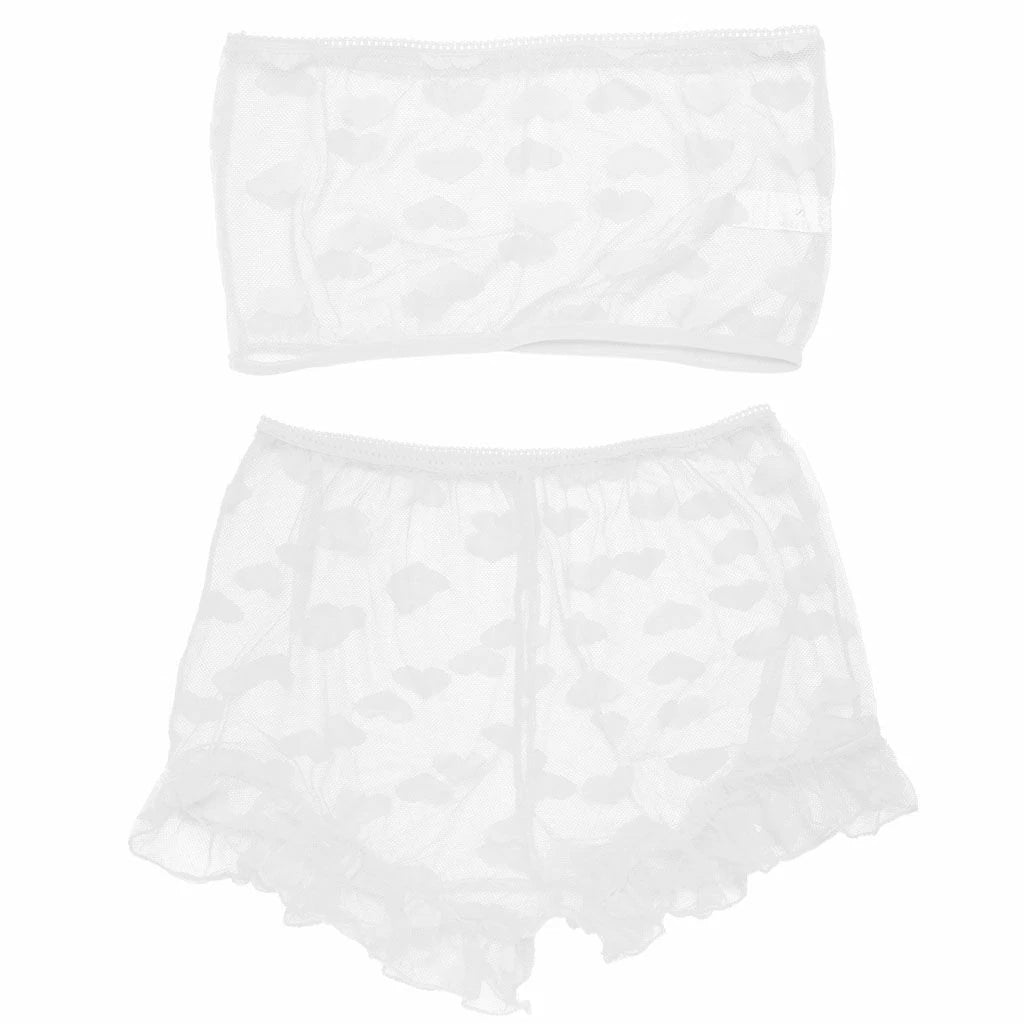 Women's Lace Babydoll Lingerie Bra G-String Nightwear Set