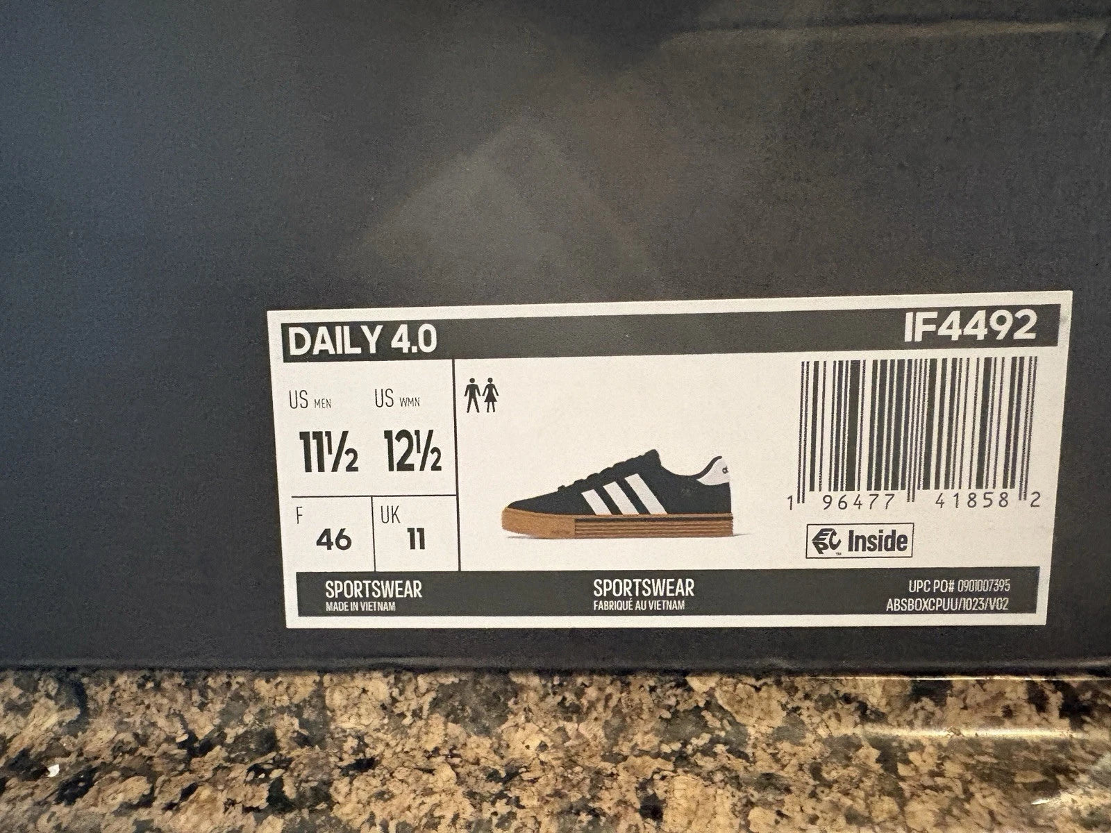 adidas Daily 4.0 Men's Sneakers Dark Gray Canvas Gum Sole – Size 11.5