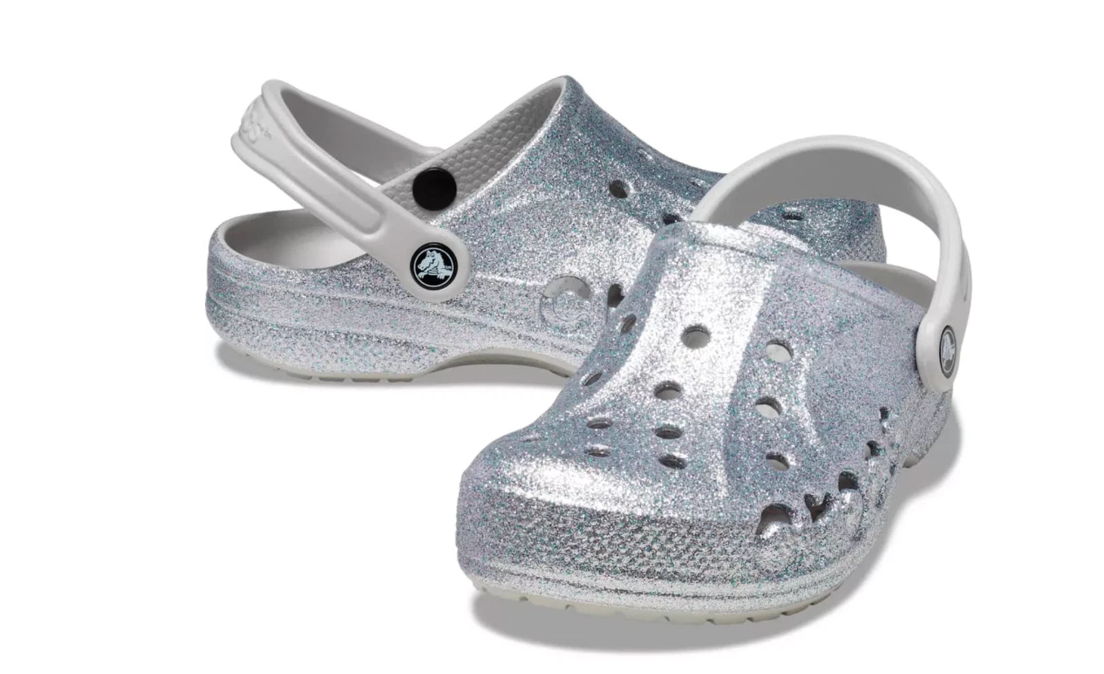Crocs Baya Silver Glitter Clogs Mens4/Womens6 New - image 4