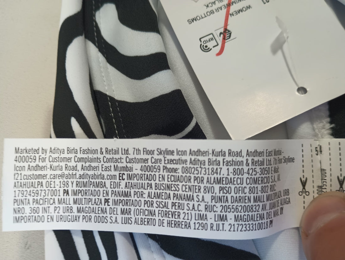 Forever 21 Small Black White Swim Bikini Bottoms Stretch Hygienic Liner