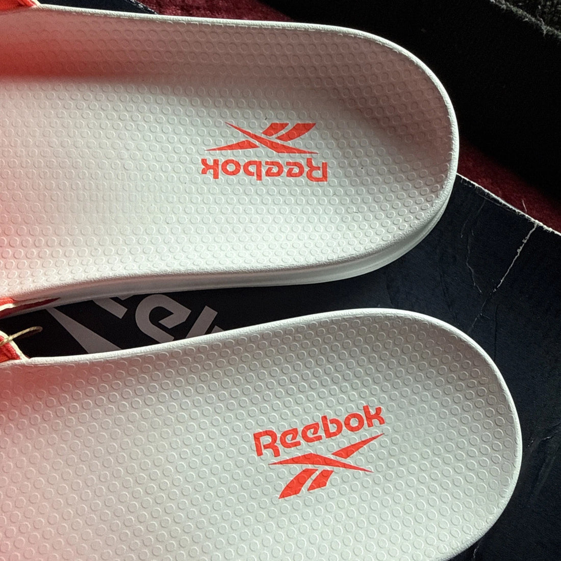 Reebok Classic Slide Sandals White Pink Orange Swim Slides Mens Size 12/women 13 - image 2