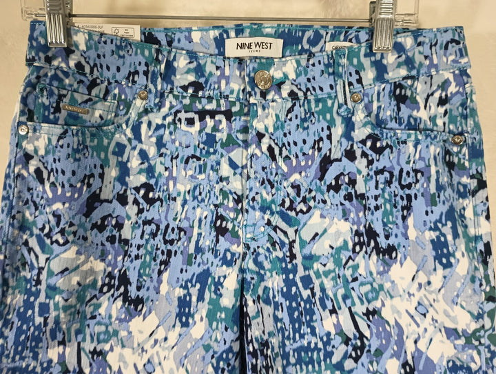 Nine West Jeans Women's 6 Chrystie Capri Stretch Blue Denim Print Soft Twill