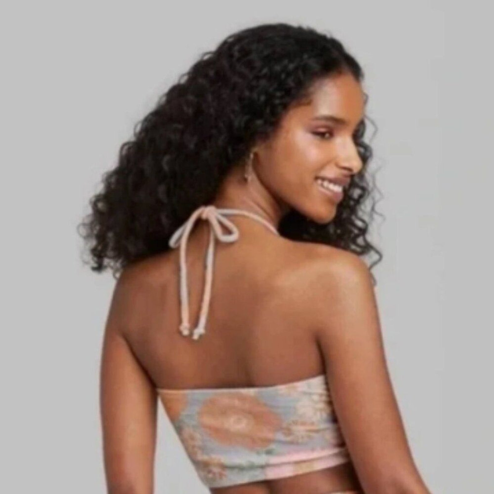 Target Wild Fable Terry Floral Unlined String Bikini TOP