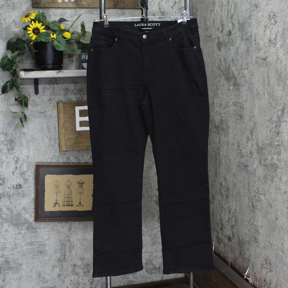 Laura Scott Womens Classic Bootcut Mid Rise Jeans 4 10S 12S 14 14S 16S