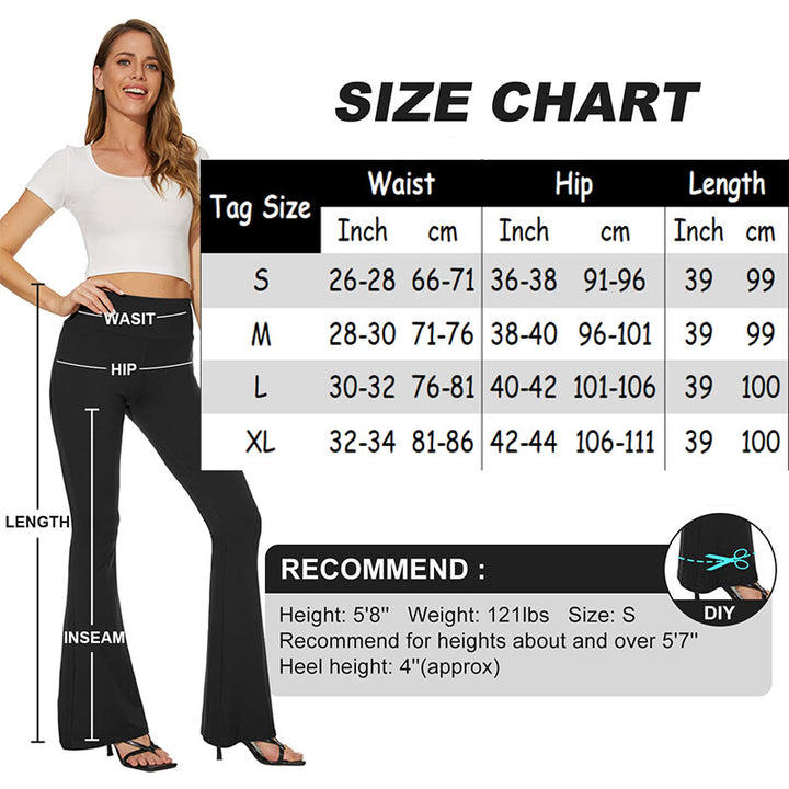 Womens High-Waist Yoga Pants Flare Wide Leg Bootcut Workout Gym Stretch Trousers