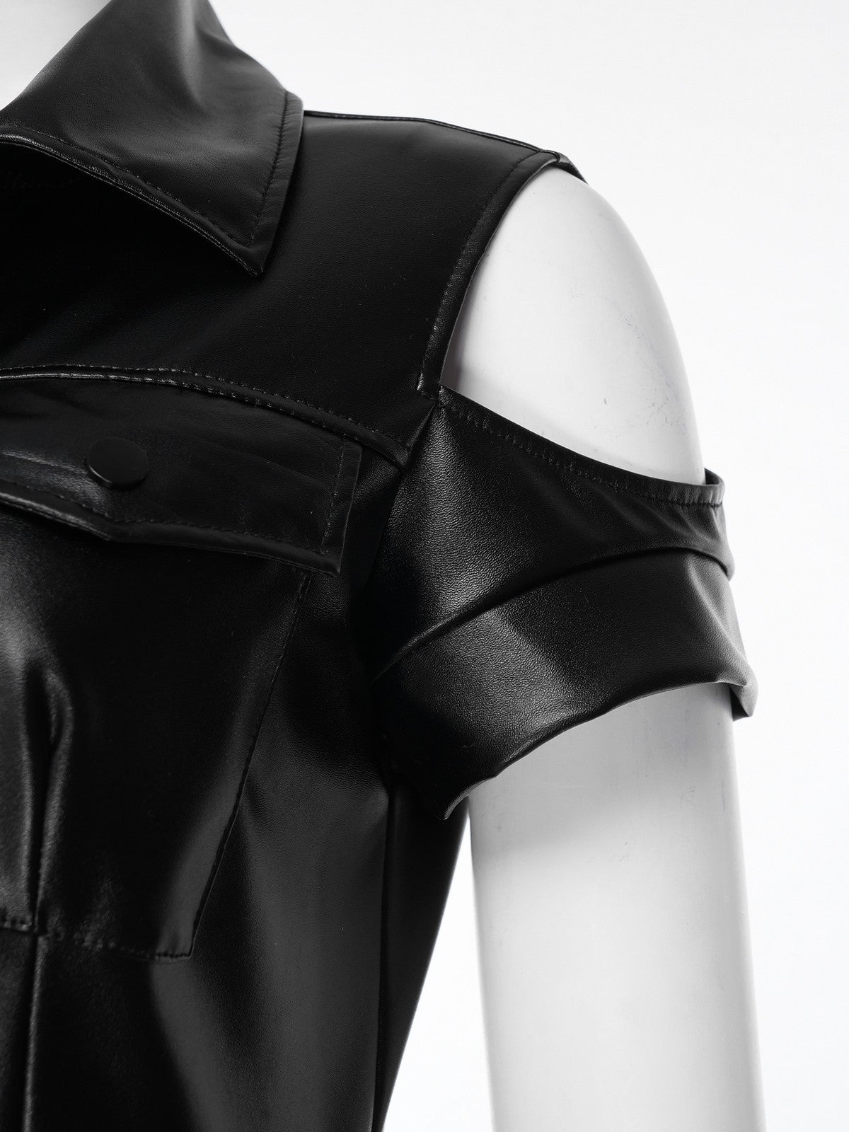 Women Jumpsuit Elegant PU Leather Chic Romper Fashion Cold Shoulder Cargo Club