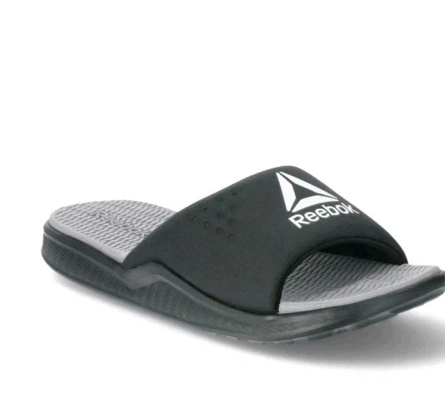 Reebok Men’s Memory Foam Slides Black/Grey Size 9 - image 1