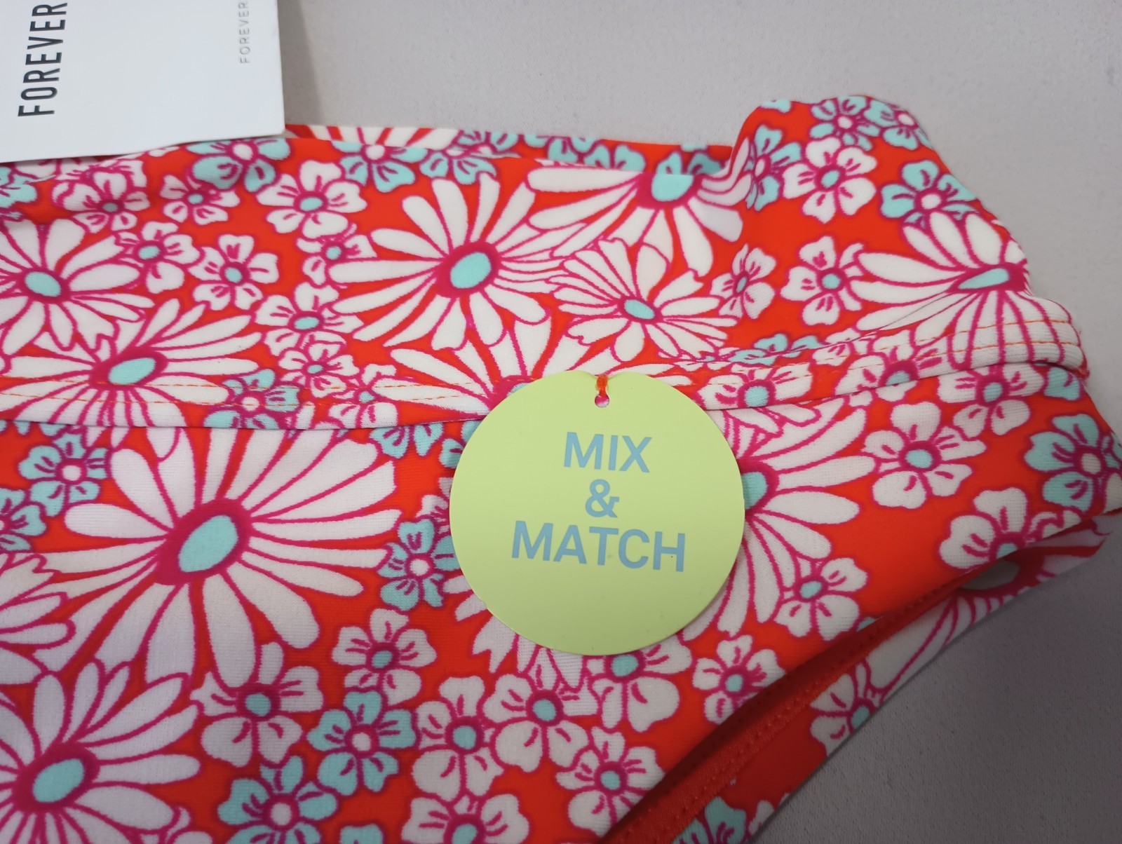 Forever 21 Large Fiesta Multi Floral Swim Bikini Bottoms Orange Pink White