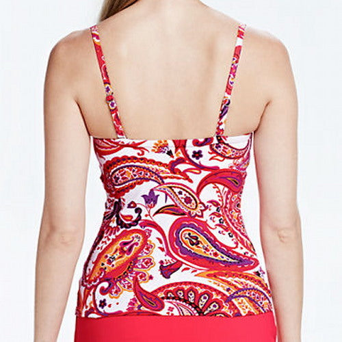 Lands' END Beach Living Deep Pink Paisley Adjustable UW Tankini TOP
