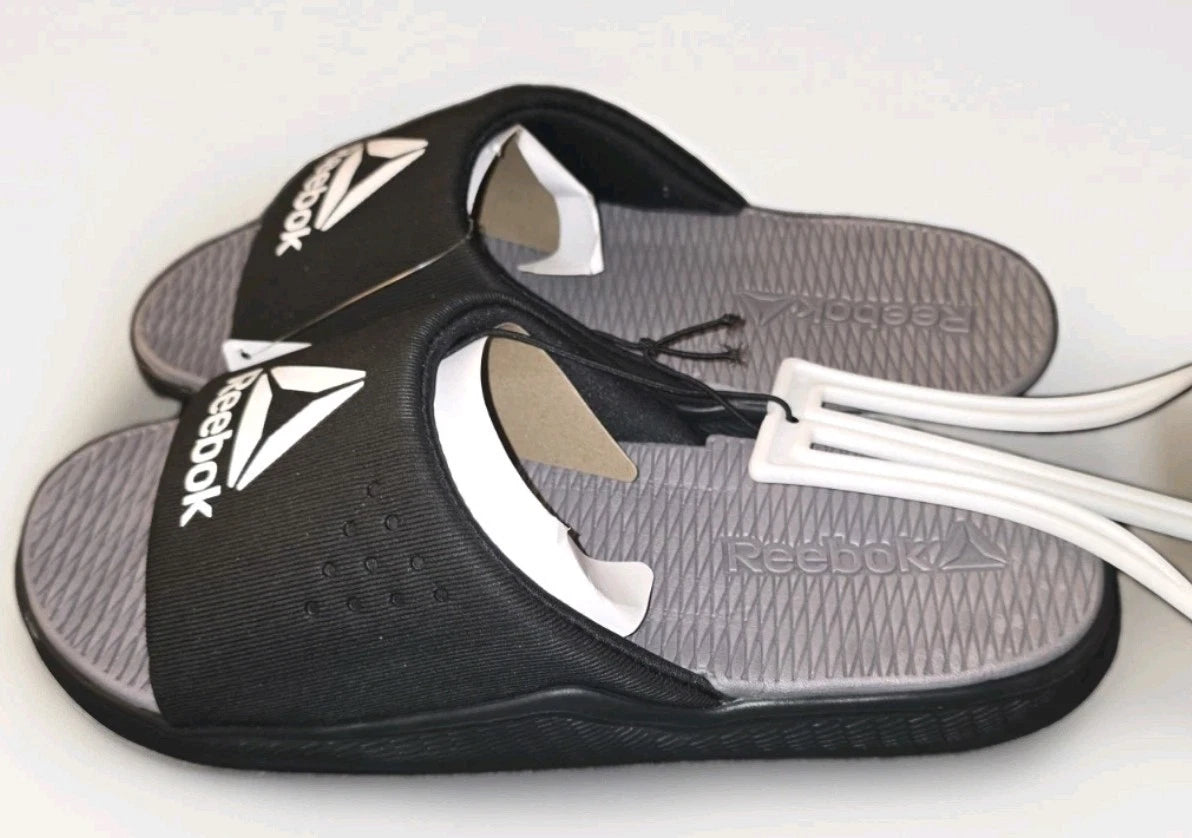 Reebok Men’s Memory Foam Slides Black/Grey Size 9 - image 6