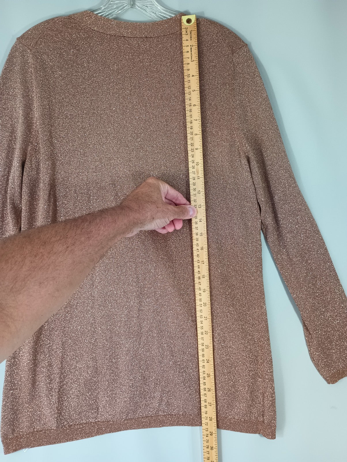 Talbots Petites Women's Large Glitter Pink Desert Rose Shirt V-neck Button