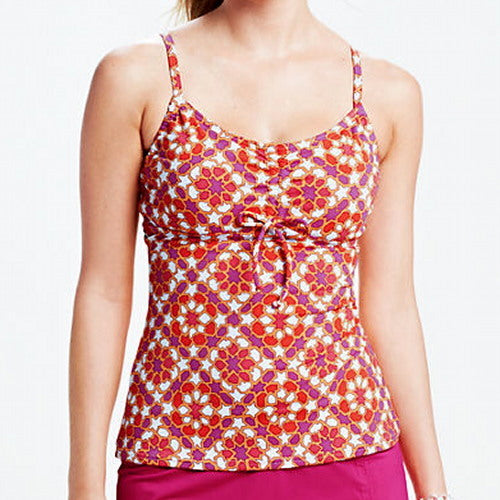 Lands' END Beach Living Pink Mosaic Adjustable UW Tankini TOP