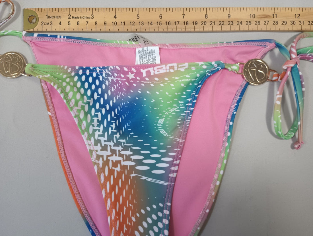 Fubu Forever 21 Large Swim Bikini Bottoms Neon Space Flow Hygienic Liner
