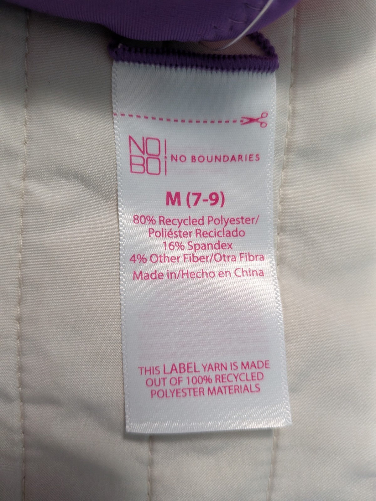 No Boundaries Medium 7-9 Swim Top Reversible Purple Dune Supercharge Pink