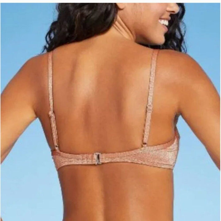 Target Xhilaration Rust Shimmer Metallic Padded Bikini TOP Large (8-10)