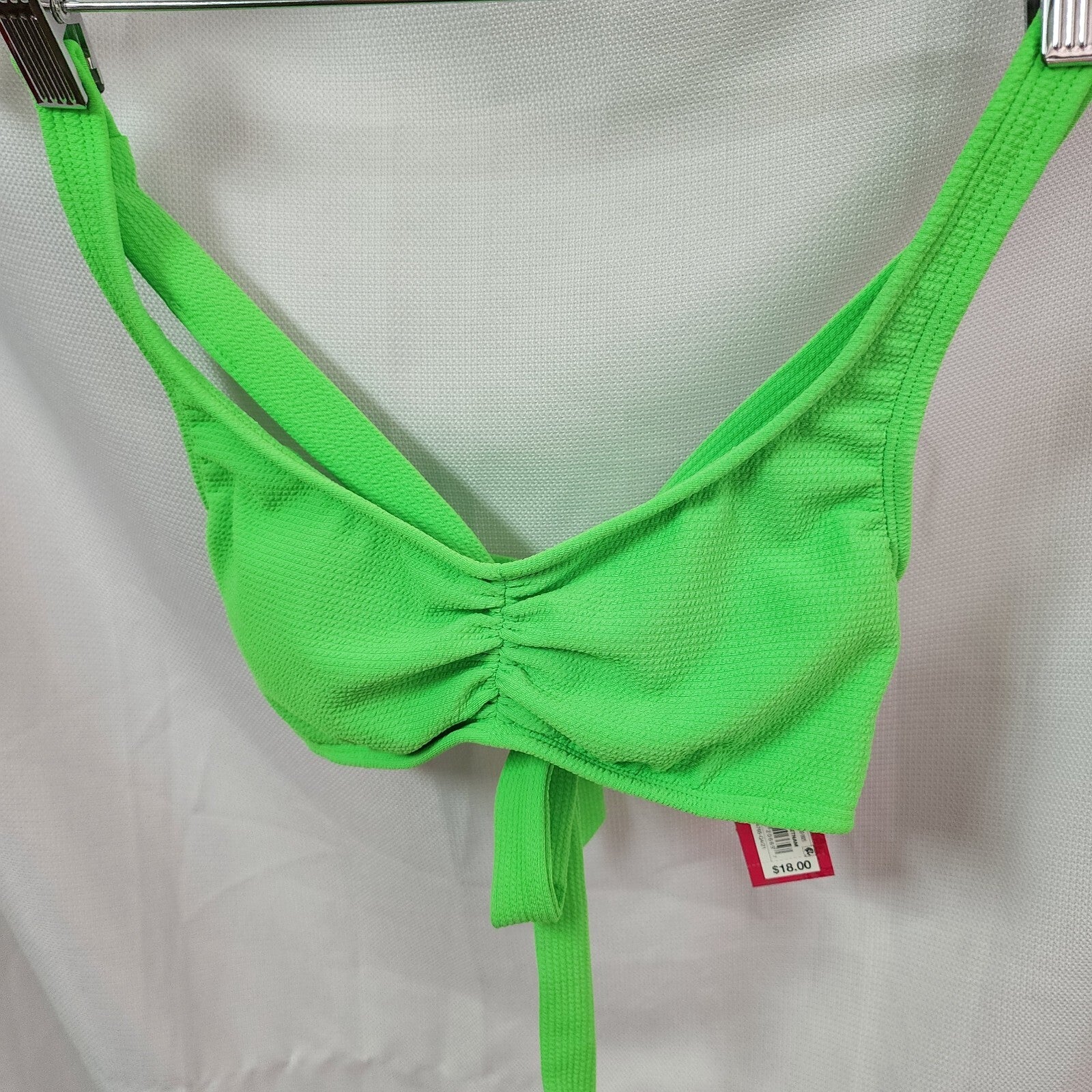 Xhilaration Juniors' Textured Cinch-Front Bralette Bikini Top, Bright Gree