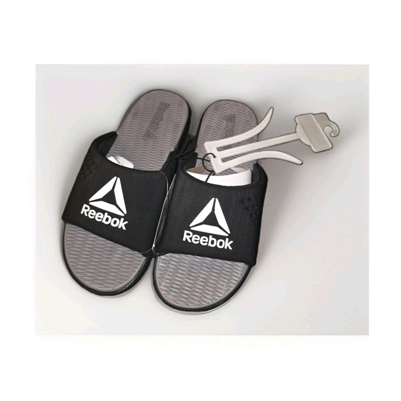 Reebok Men’s Memory Foam Slides Black/Grey Size 9 - image 4