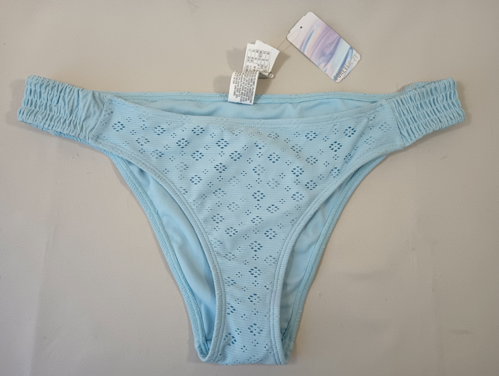 Forever 21 Medium Swim Bikini Bottoms Textured Light Blue Hygienic Liner